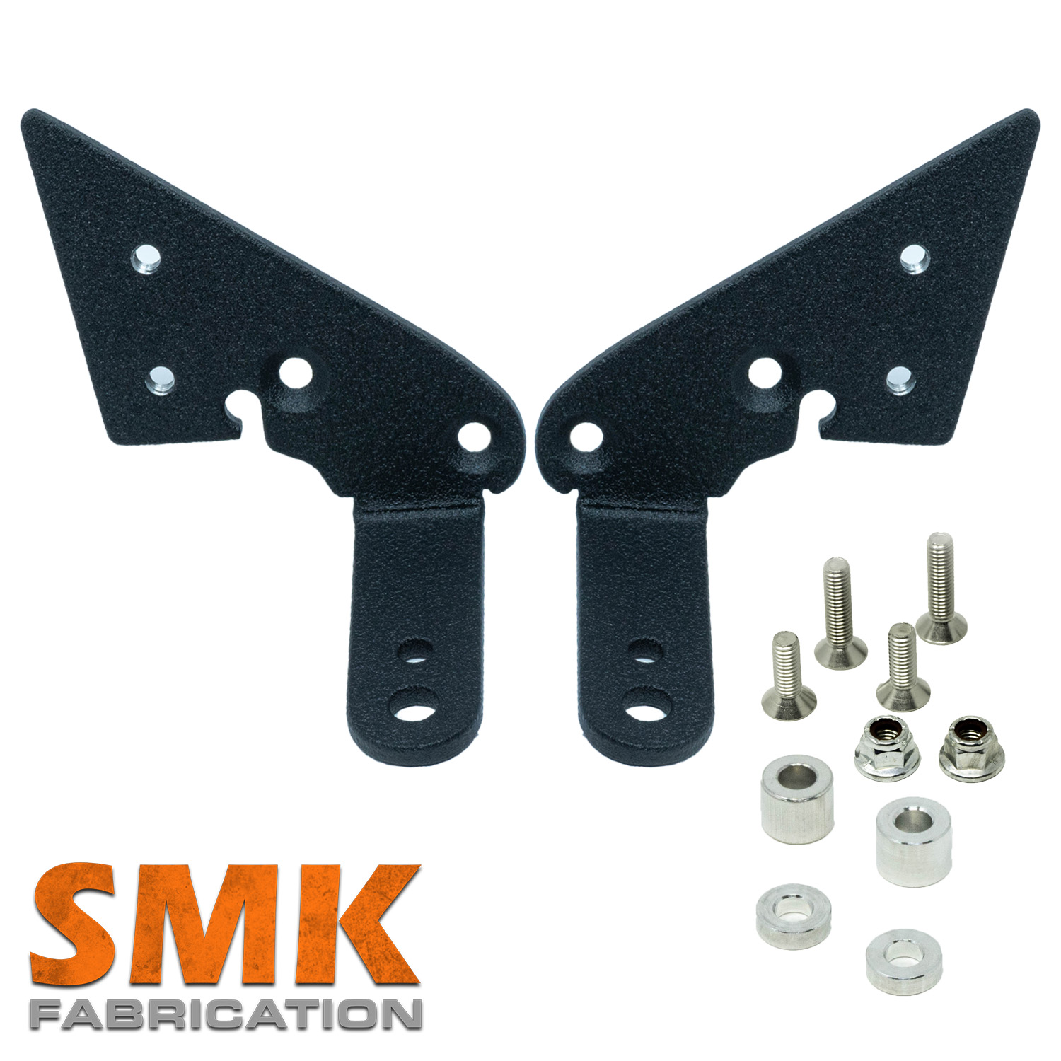 SMK Fabrication ditch light bracket installed on Subaru Outback hood hinge