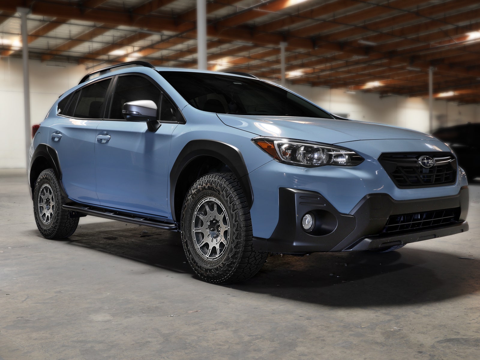 aFe Power Terra Guard off-road slider installed on a Subaru Crosstrek