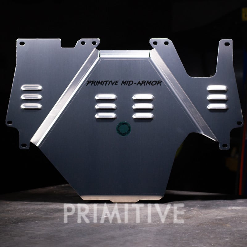 Primitive Racing Transmission Skid Plate installed on a Subaru Impreza