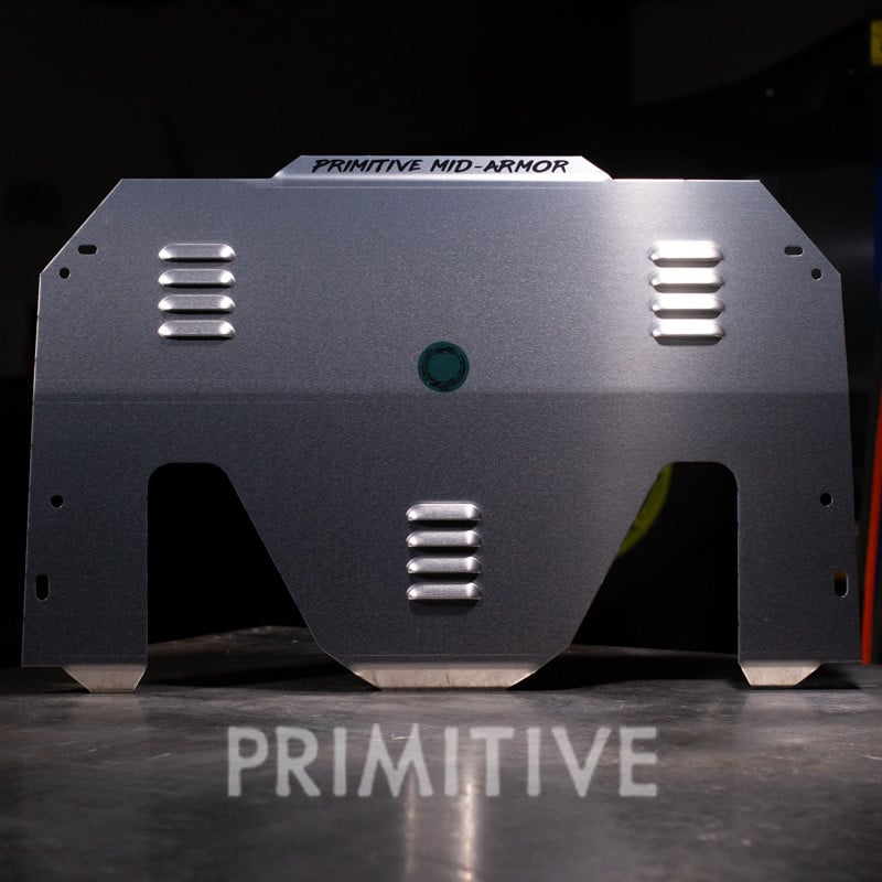 Primitive Racing Transmission Skid Plate installed on a Subaru Crosstrek