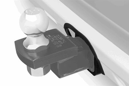 Genuine Subaru 2-inch trailer hitch receiver installed below the rear bumper of a new-generation Subaru Outback