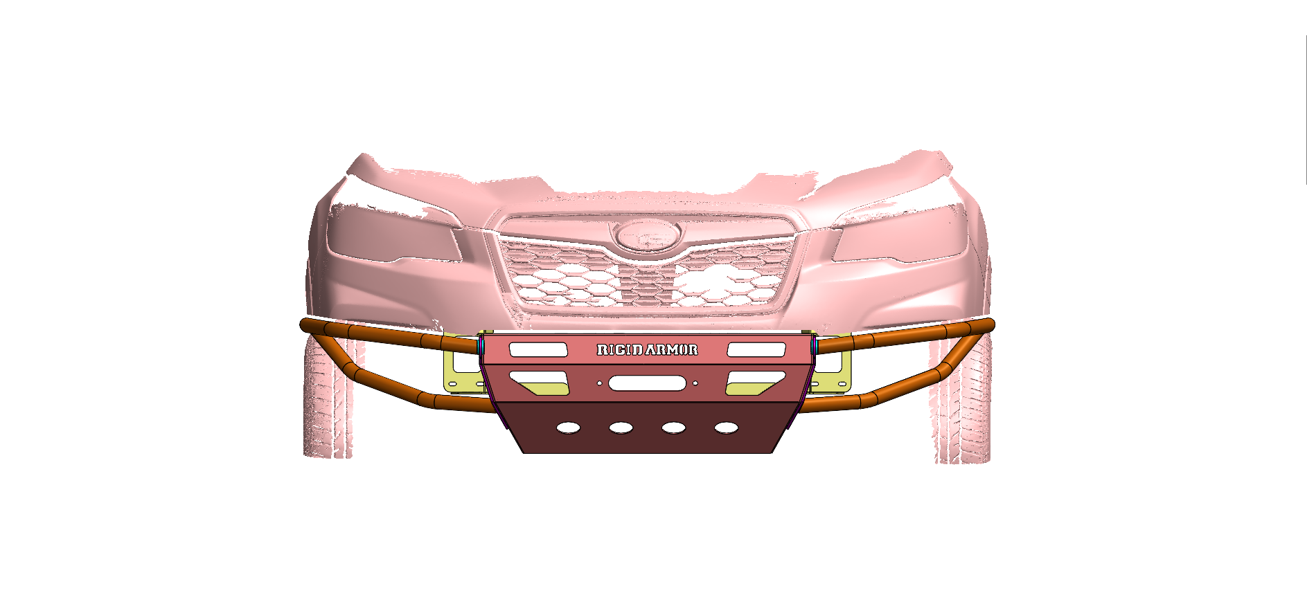 Subaru Forester with Rigid Armor Armory steel winch bumper and tubing side guards