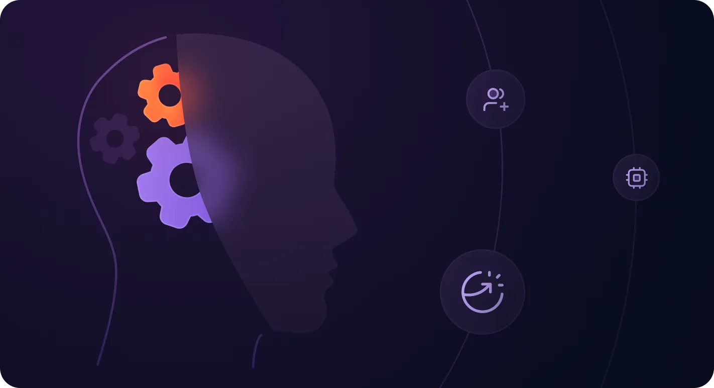 A person's head with gears coming out of it.