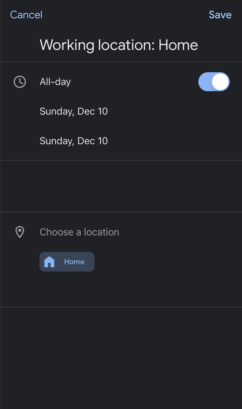 working location in google calendar