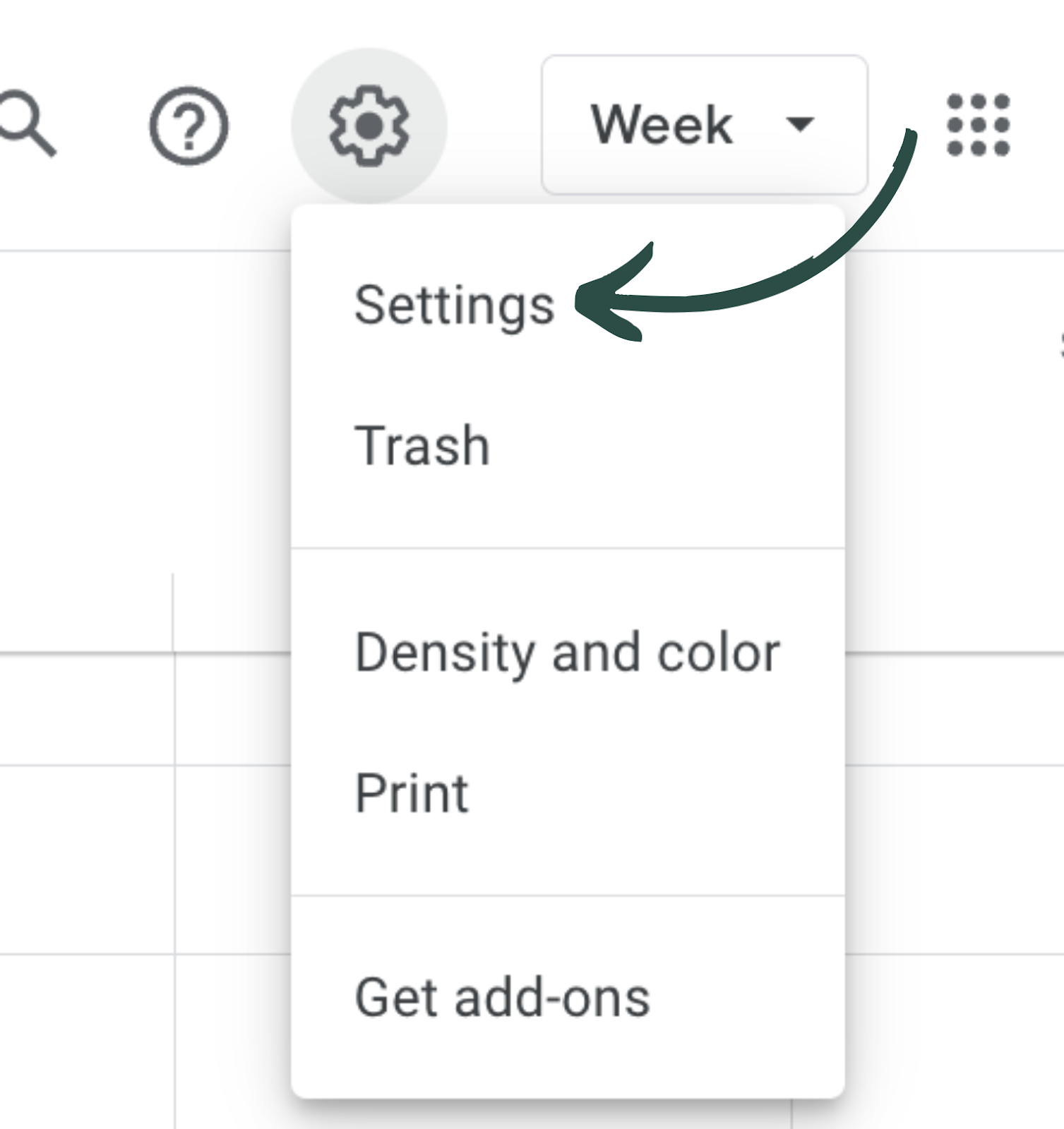 settings in google calendar