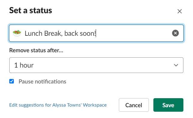 slack status update