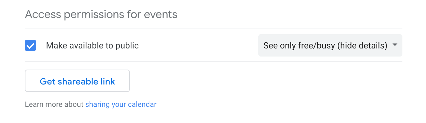make google calendar public