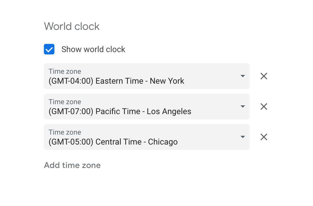 set time zones in google calendar