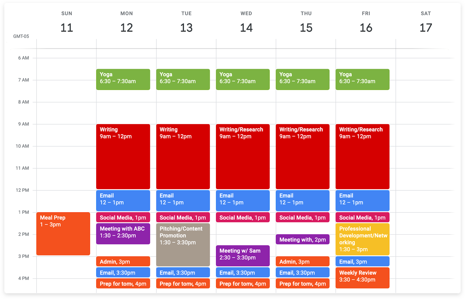 color coded calendar