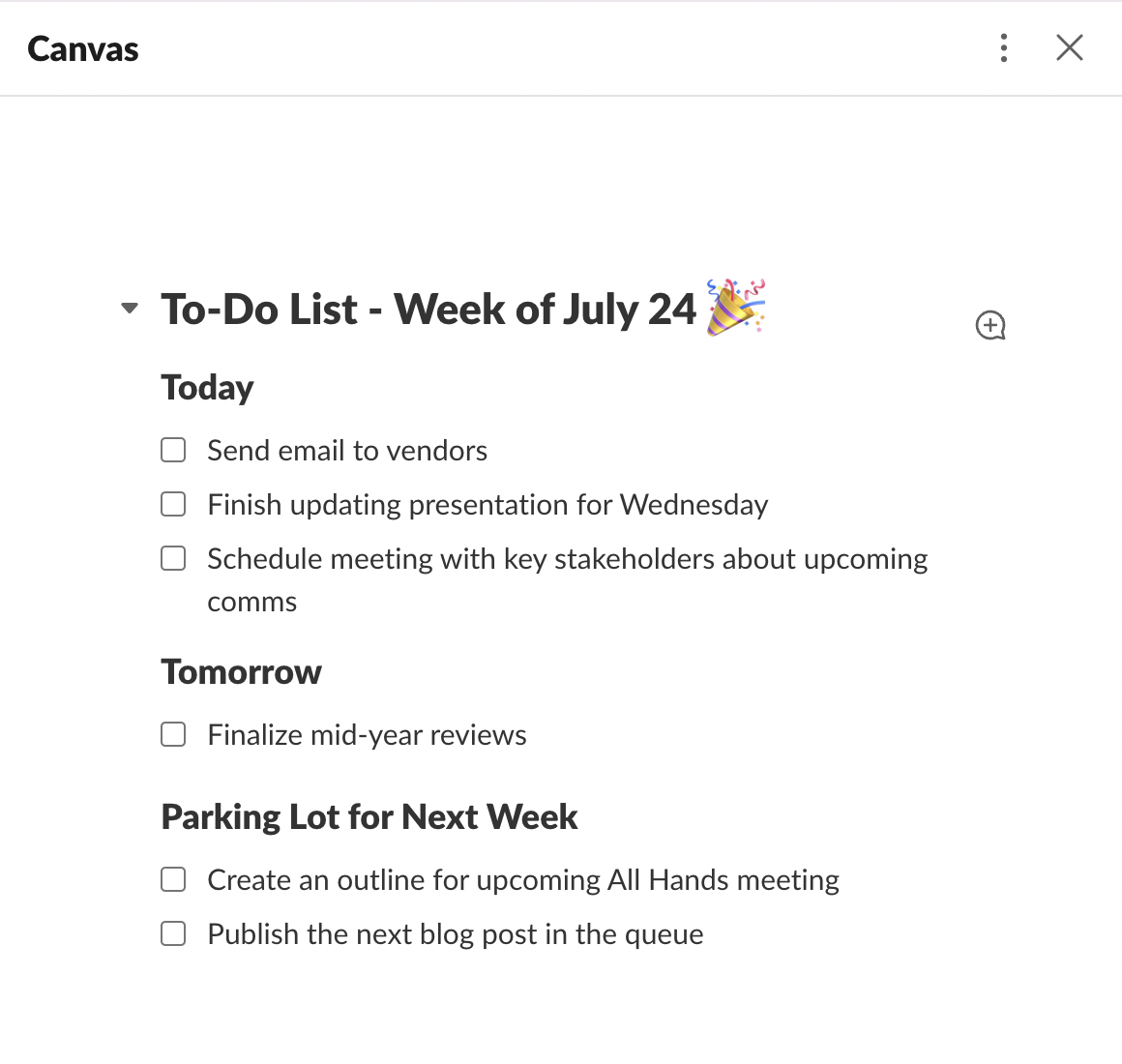 create slack to-do list in canvas