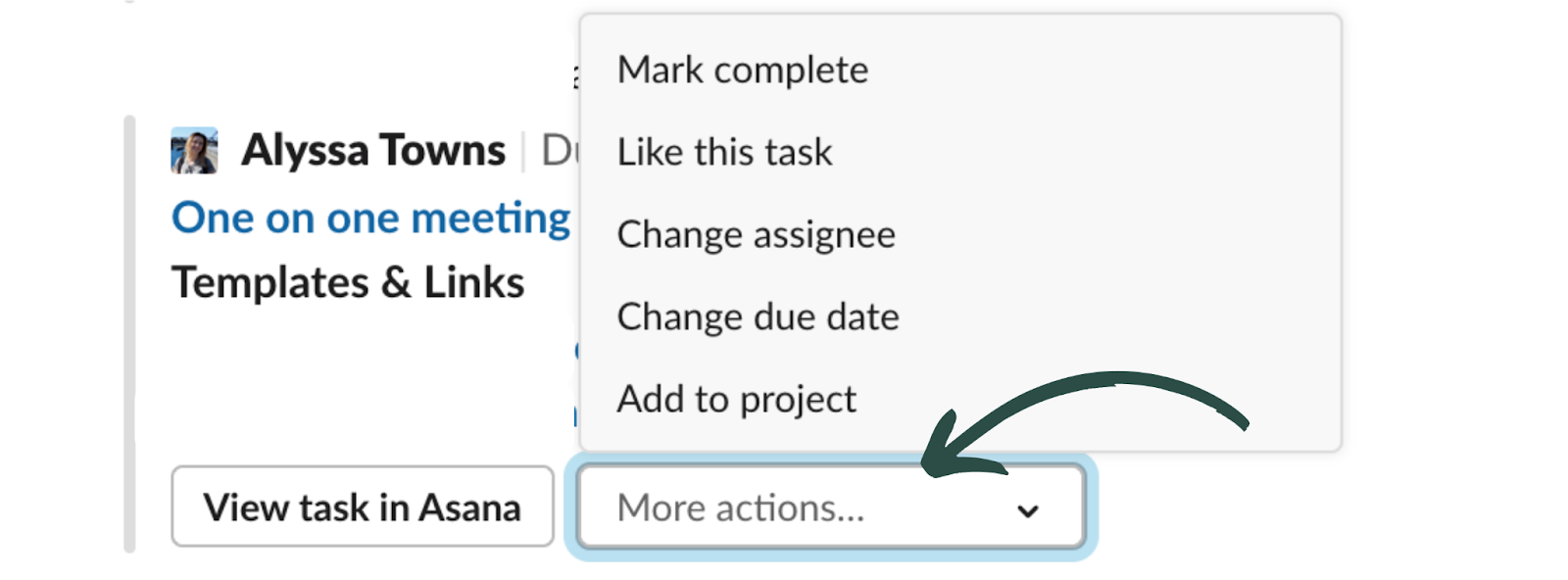 action on asana task