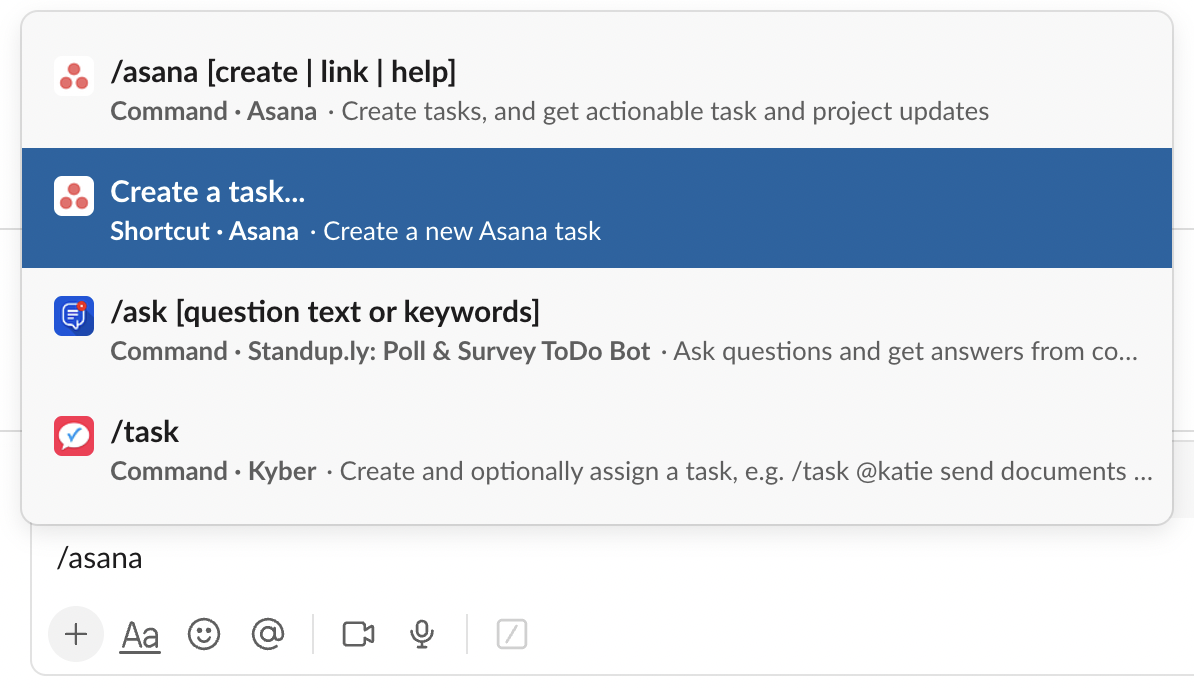 create a task in asana