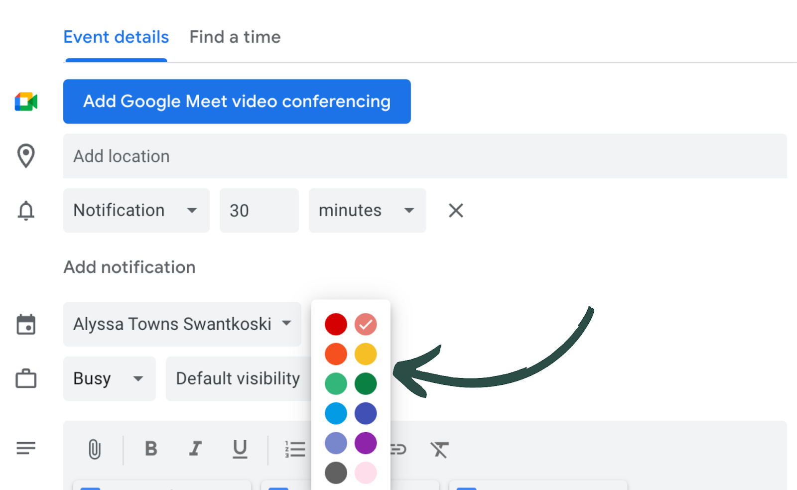 color-coded calendar changes in Google Calendar