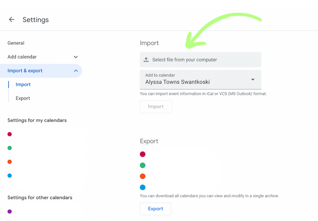 import events into google calendar