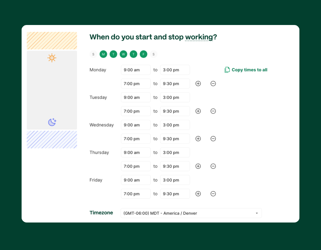 select your meeting hours
