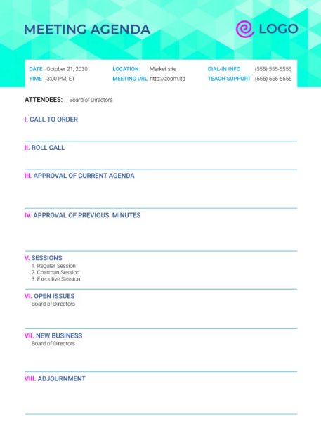Board Meeting Agenda
