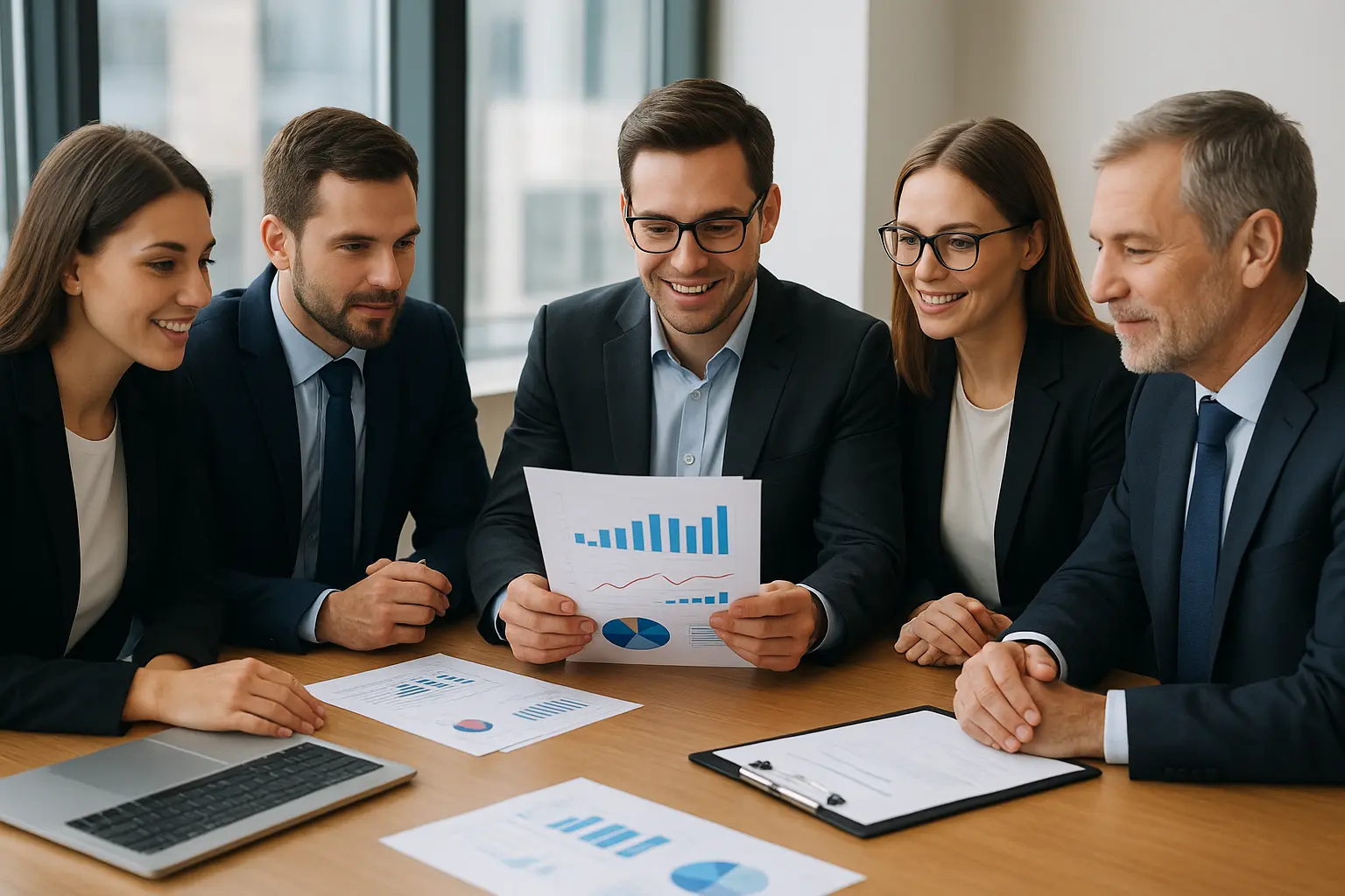 A group of consultants analyzing the benchmark results