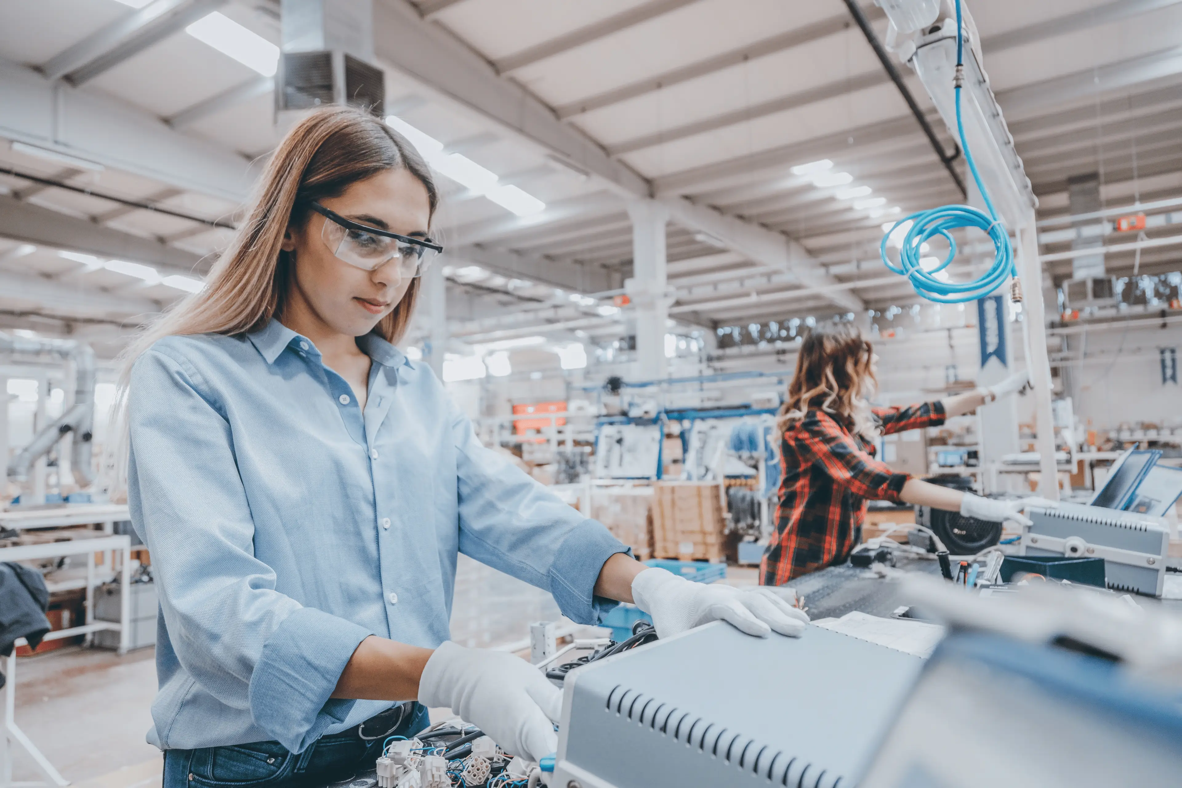 manufacturing employee working on task