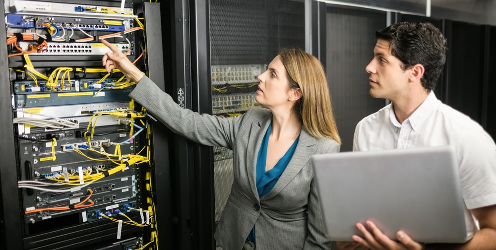 IT employees in the server room