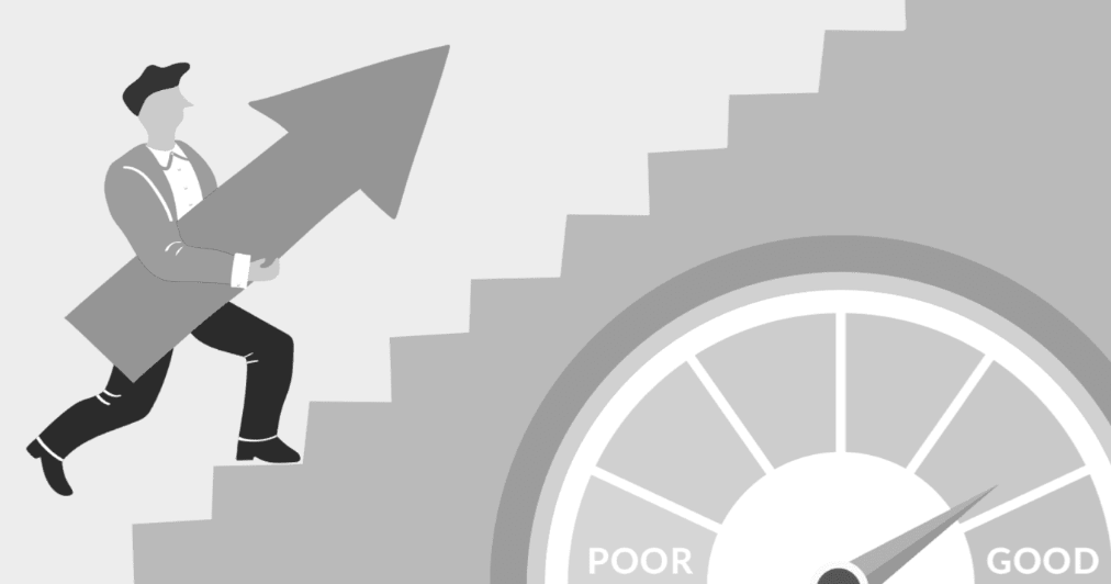Man running up stairs
