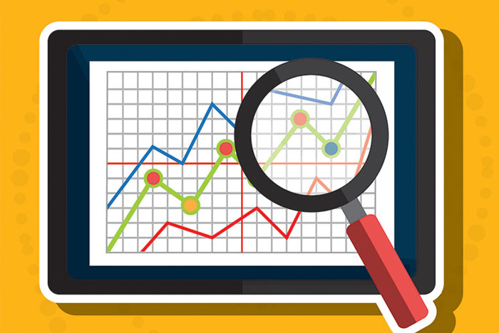 magnifying glass on graphs