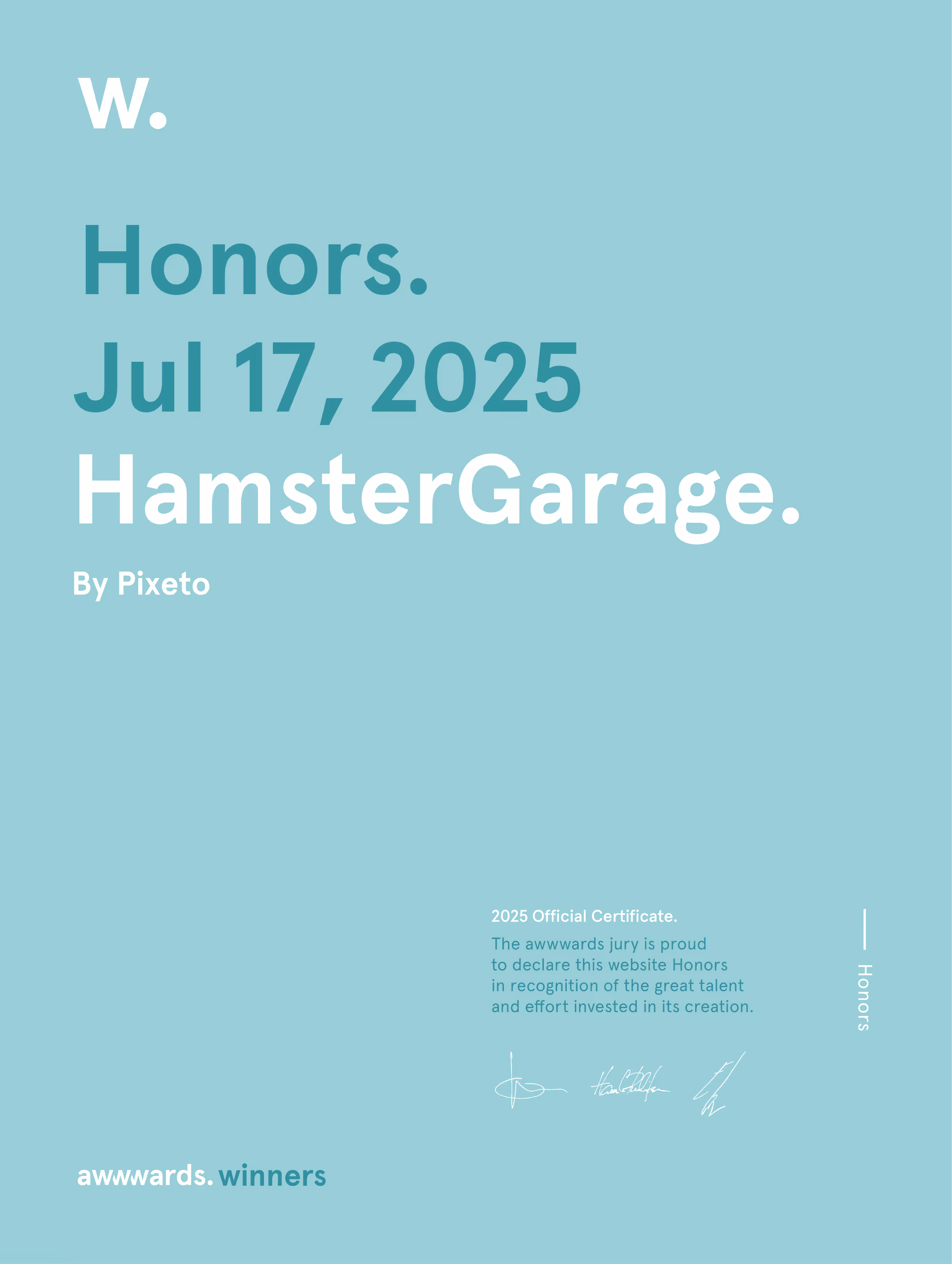 Honourable Mention - Hamster Garage