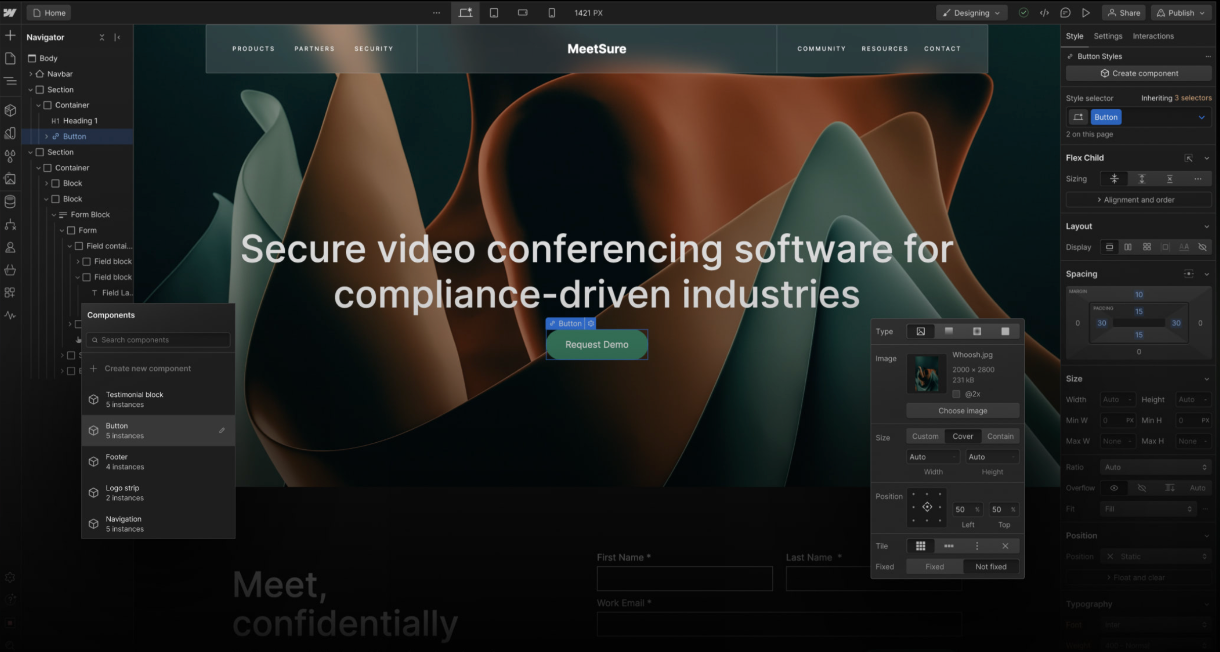 Webflow Designer View