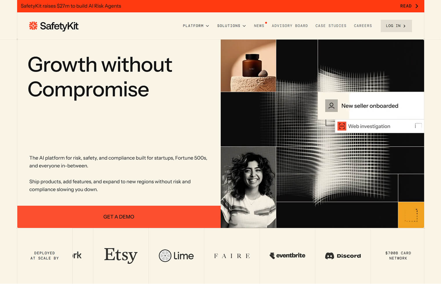SafetyKit Website Hero Section