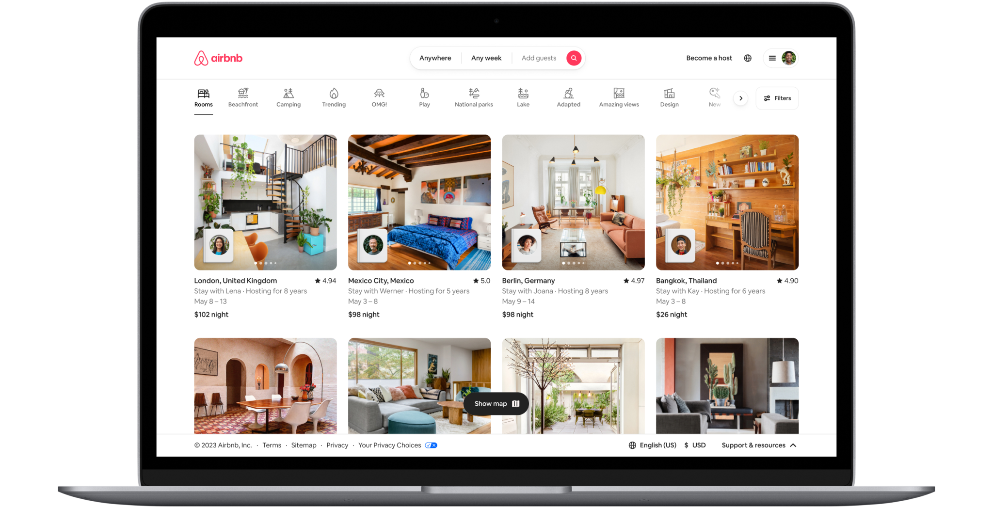 Dynamic Website Example airbnb