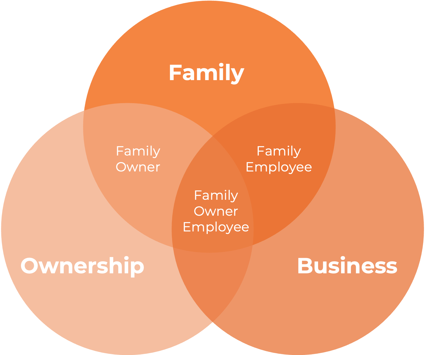 Three Circle Model diagram showing Family, Ownership, and Business
