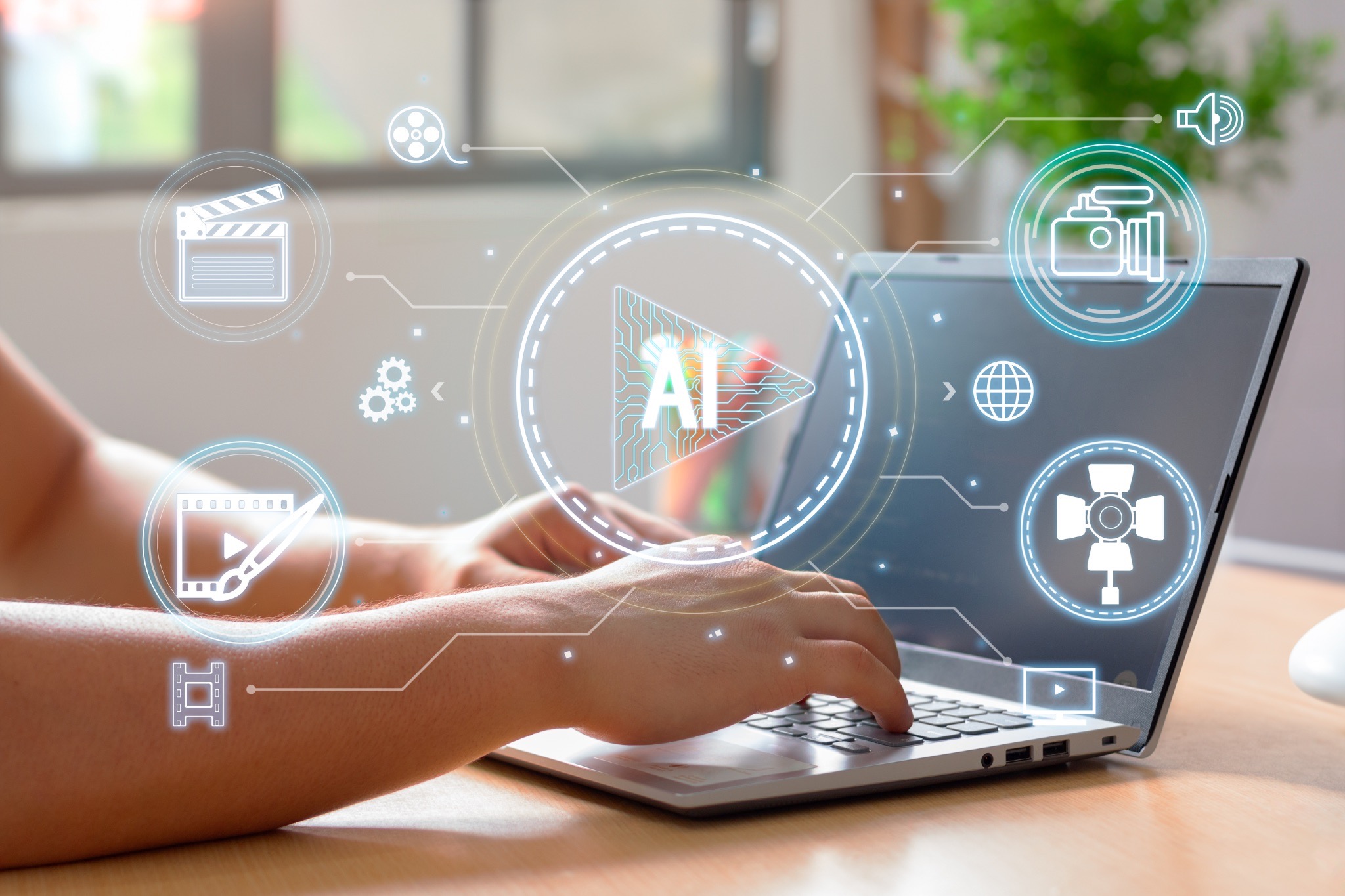AI lead generation technology, artificial intelligence sales tools, AI powered prospecting visual, machine learning sales workflow, AI sales automation icons, digital sales transformation, AI SDR technology stack