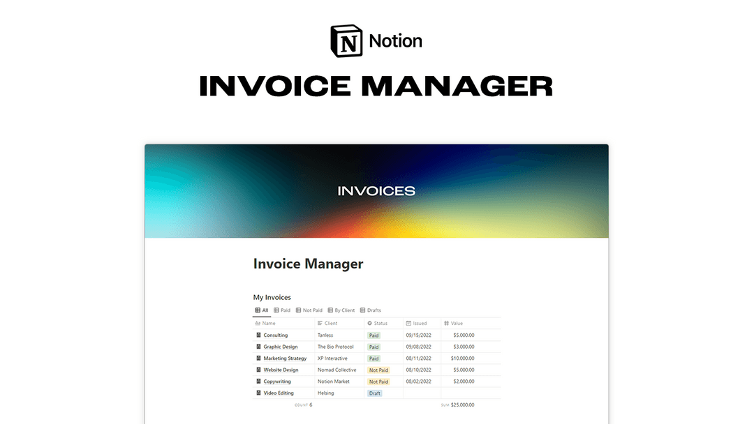 Invoice Manager - Notionland Template Gallery