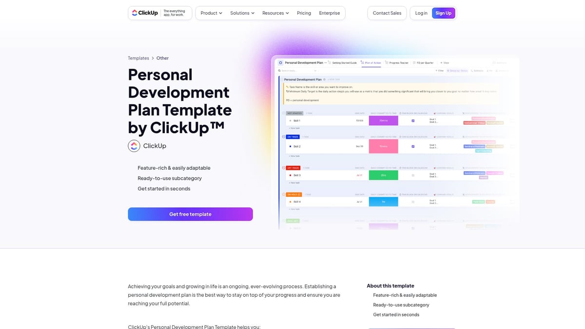7 Powerful Habit Template Ideas to Transform Your 2026 Routine - ClickUp Personal Development Plan Template