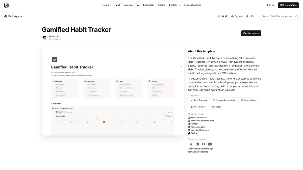 7 Powerful Habit Template Ideas to Transform Your 2026 Routine - Notion Gamified Habit Tracker
