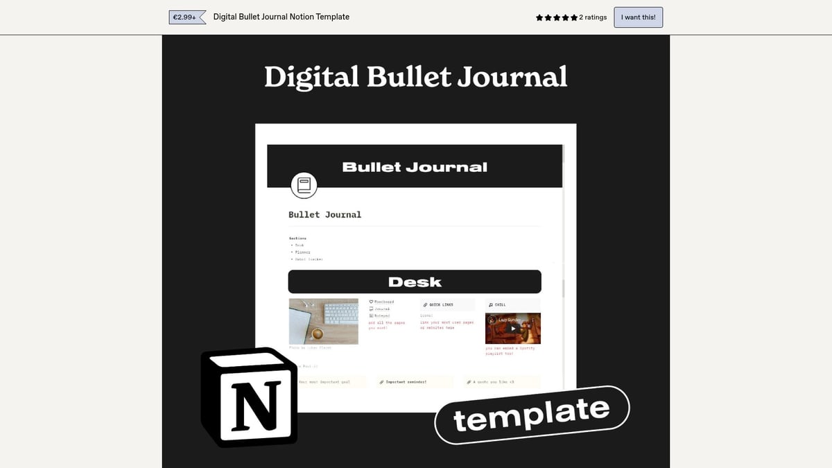 12 Inspiring Notion Dashboard Ideas to Try in 2026 - Aesthetic Digital Bullet Journal by GispertNuria