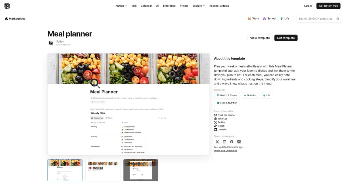 7 Best Notion Meal Planner Templates Free for 2026 - Meal Planner by Notion
