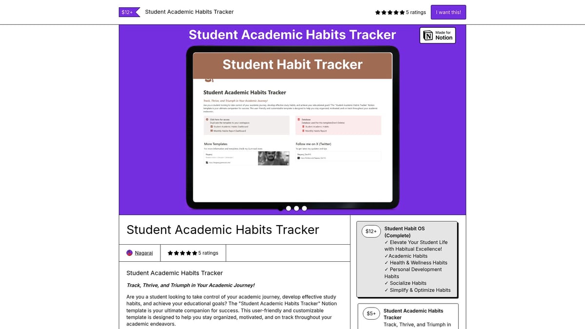 Top 12 Notion Free Templates For Students To Try In 2026 - Student Academic Habits Tracker