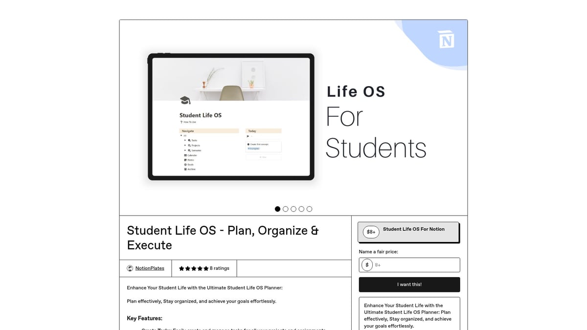 Top 12 Notion Free Templates For Students To Try In 2026 - Student Life OS – Plan, Organize & Execute