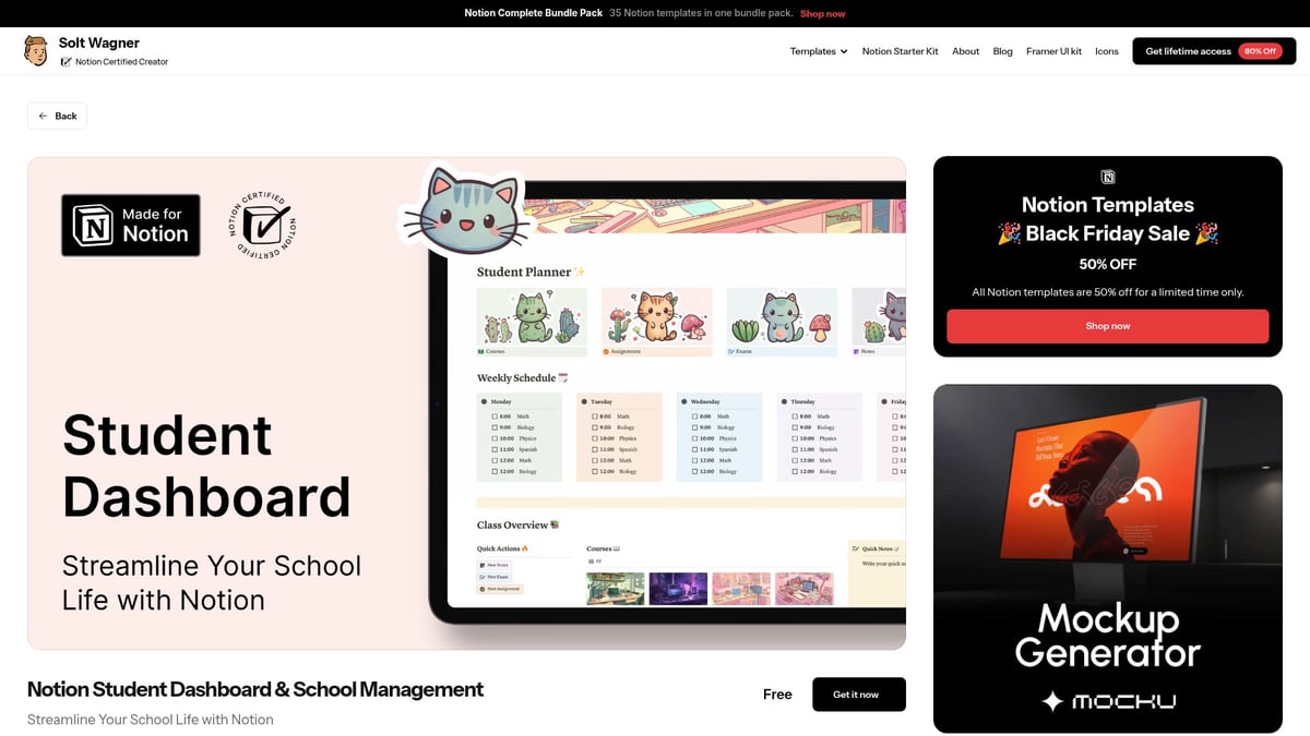 Top 12 Notion Free Templates For Students To Try In 2026 - Notion Student Dashboard & School Management