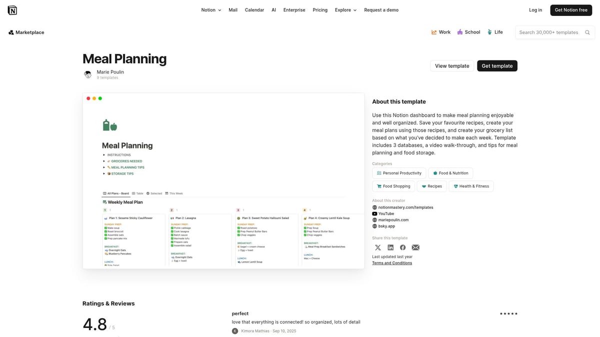 7 Best Notion Recipe Template Picks for 2026 Foodies - Meal Planning by Marie Poulin