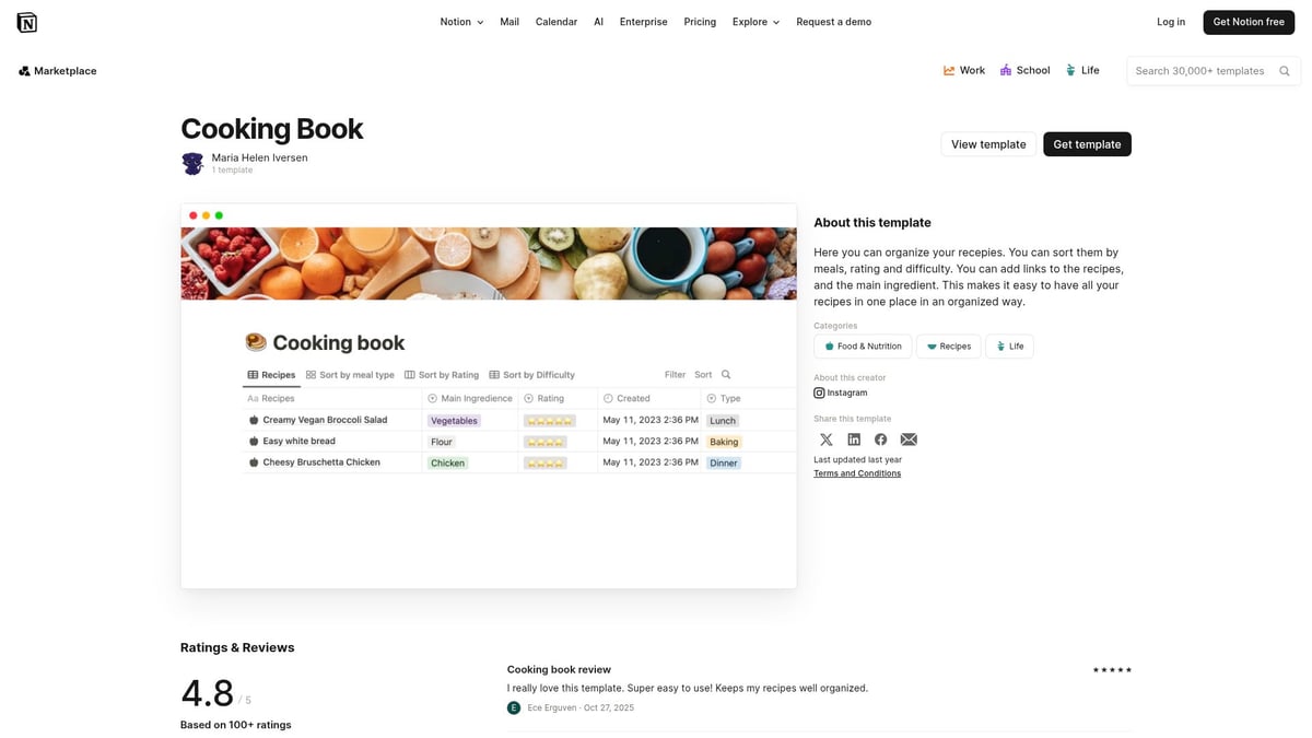 7 Best Notion Recipe Template Picks for 2026 Foodies - Cooking Book by Maria Helen Iversen