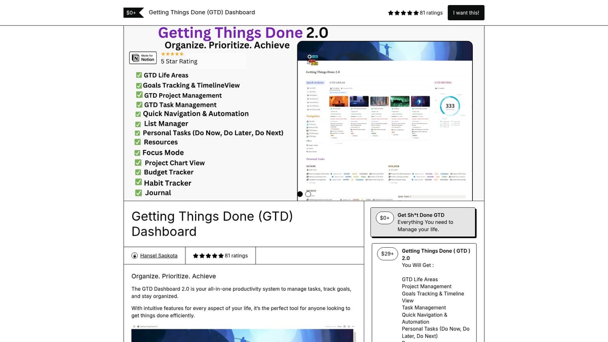 10 Notion Templates Aesthetic Free to Elevate Your Workspace 2026 - Getting Things Done Notion Aesthetic Dashboard