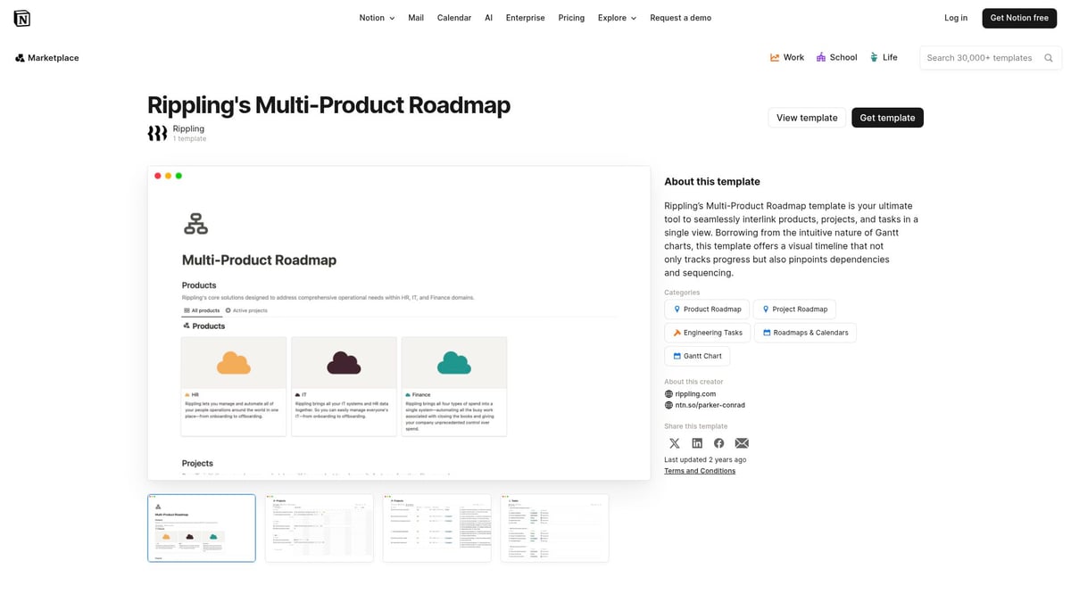 7 Best Notion Roadmap Templates to Streamline 2026 Planning - Rippling’s Multi-Product Roadmap
