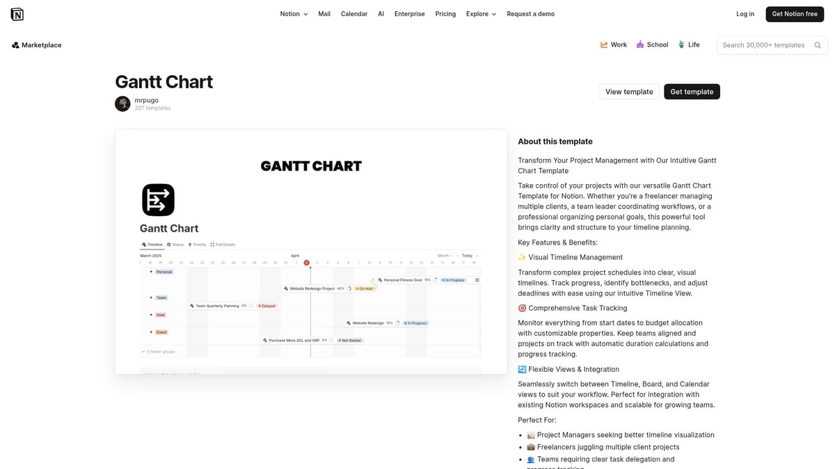7 Best Notion Roadmap Templates to Streamline 2026 Planning - Gantt Chart by mrpugo