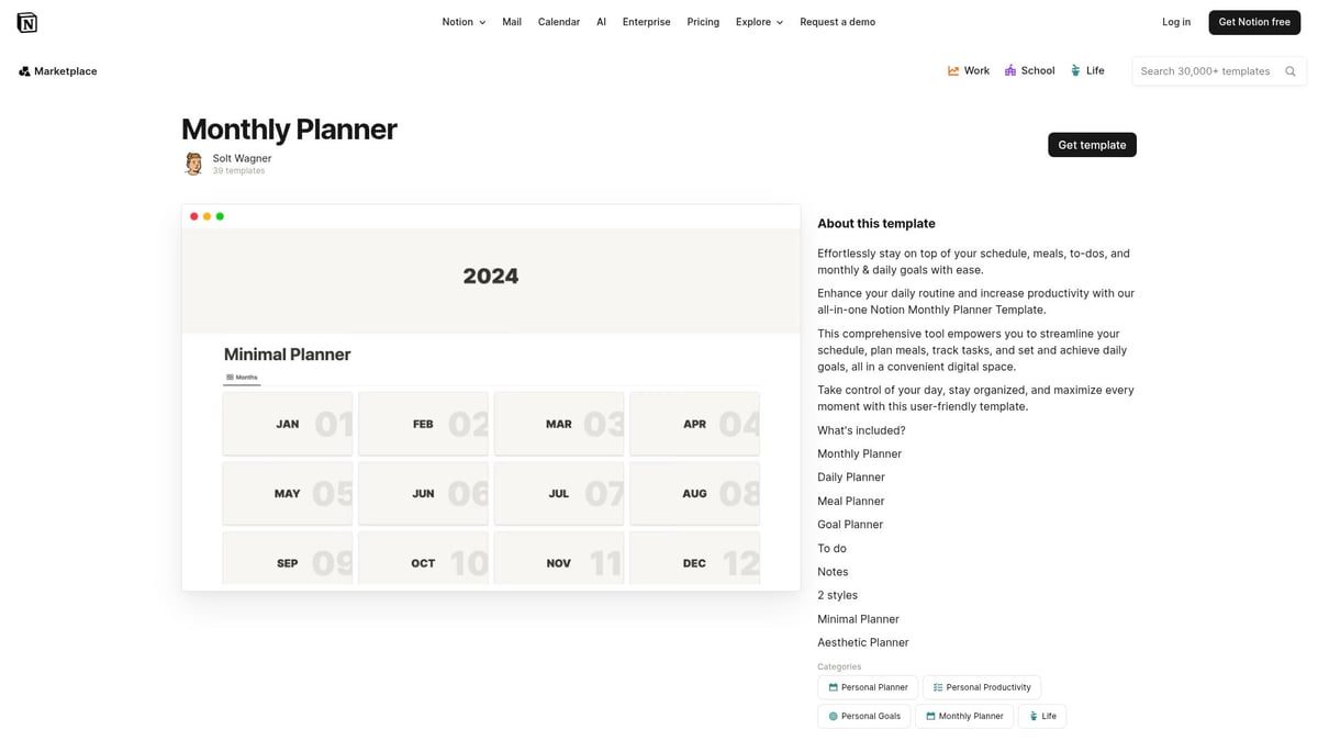 7 Best Notion Monthly Planner Template Picks for 2026 - Monthly Planner by Solt Wagner