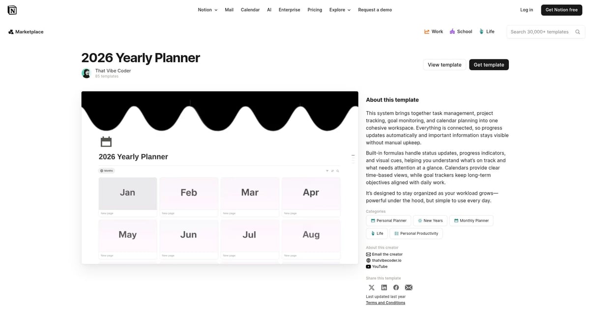 7 Best Notion Monthly Planner Template Picks for 2026 - 2026 Yearly Planner by That Vibe Coder