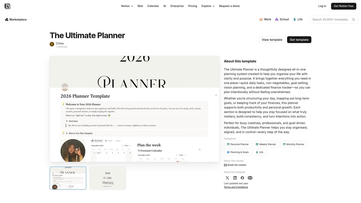 7 Best Notion Monthly Planner Template Picks for 2026 - The Ultimate Planner by Chloe