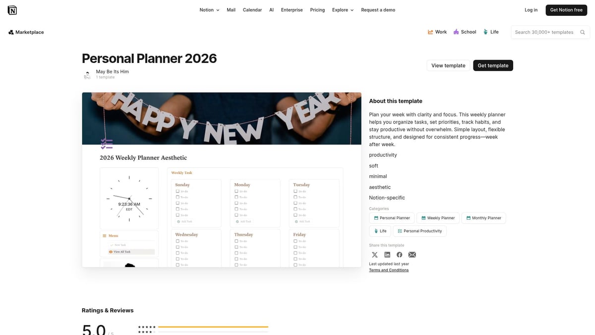 7 Best Notion Monthly Planner Template Picks for 2026 - Personal Planner 2026 by May Be Its Him