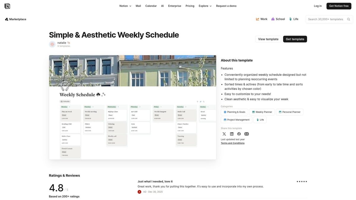 7 Must-Try Notion Planner Ideas for 2026 Productivity - Simple & Aesthetic Weekly Schedule by natalie 🐚