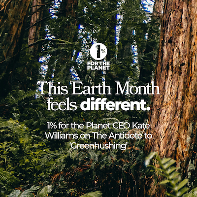 Redwood trees with text that says, "This Earth Month feels different."